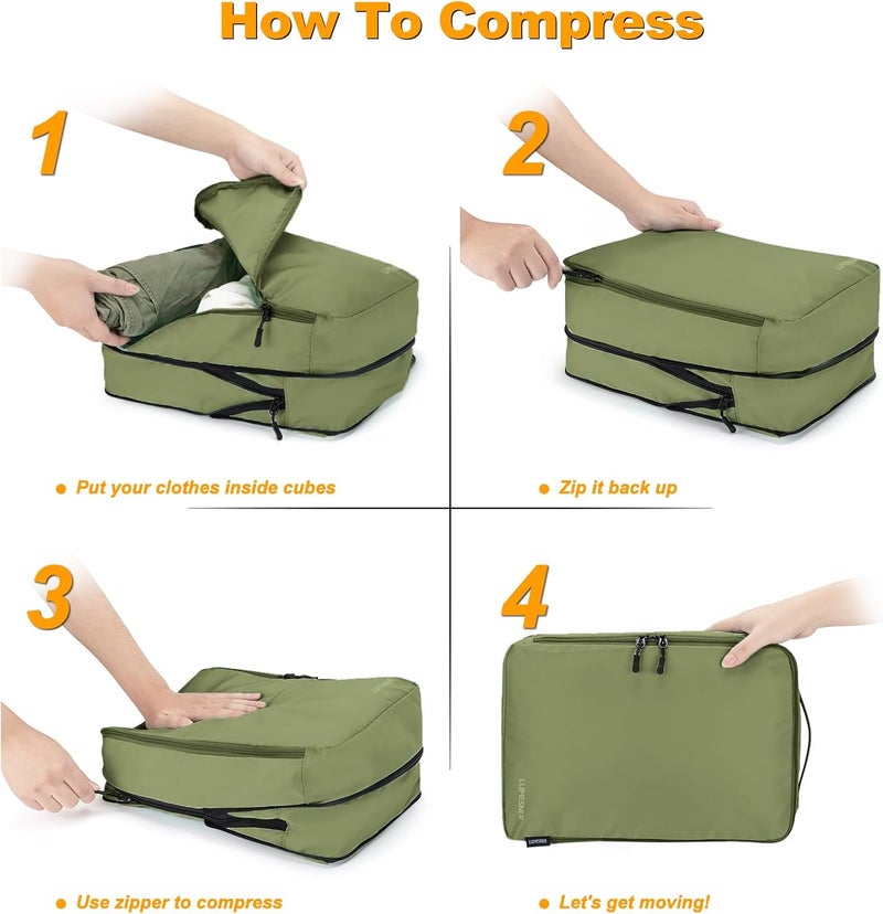 Velaybor 8 Set Compression Packing Cubes for Travel, Waterproof Luggage Organizers, Suitcase Organizer Set for Carry-On & Checked Baggage, Travel Accessories for Men & Women - Image 3